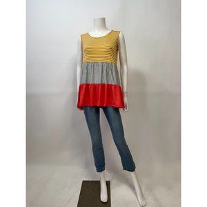 Entro Yellow and Red Striped Tunic Top